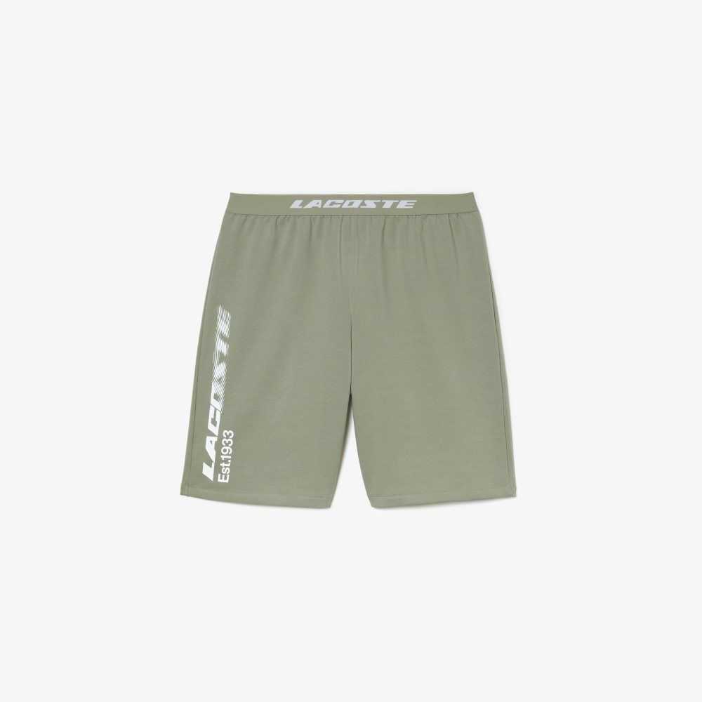 Lacoste Logo Waistband Fleece Shorts Khaki Gröna | CLISN-5682