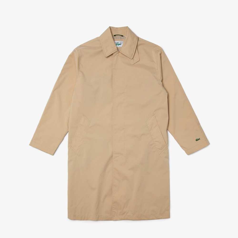 Lacoste Long Light Vatten-Resistant Buttoned Parka Beige | MHZRC-2916