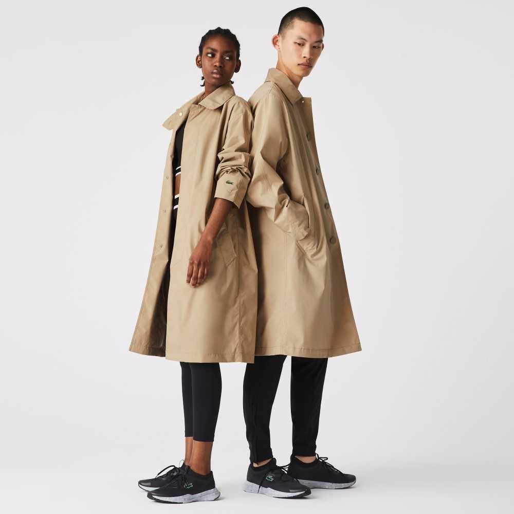 Lacoste Long Light Vatten-Resistant Buttoned Parka Beige | MHZRC-2916