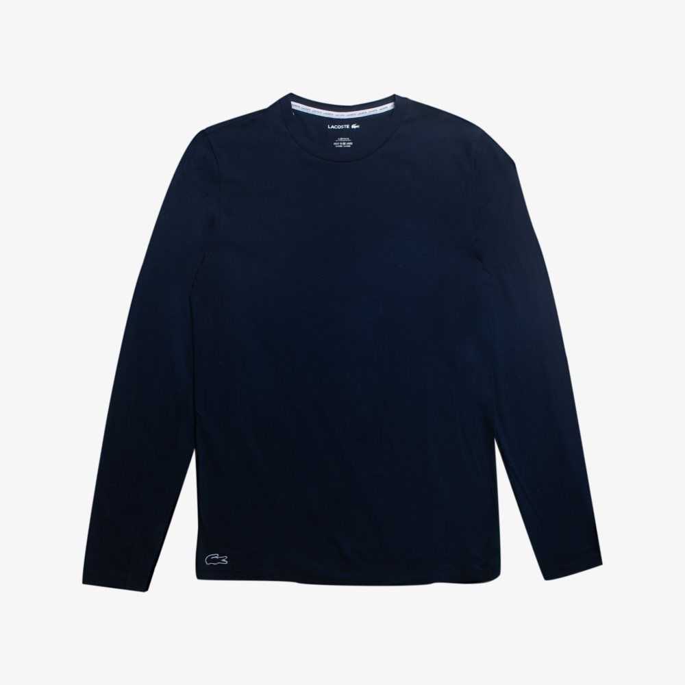 Lacoste Long Sleeve Lounge Marinblå Blå | XGUSD-3972