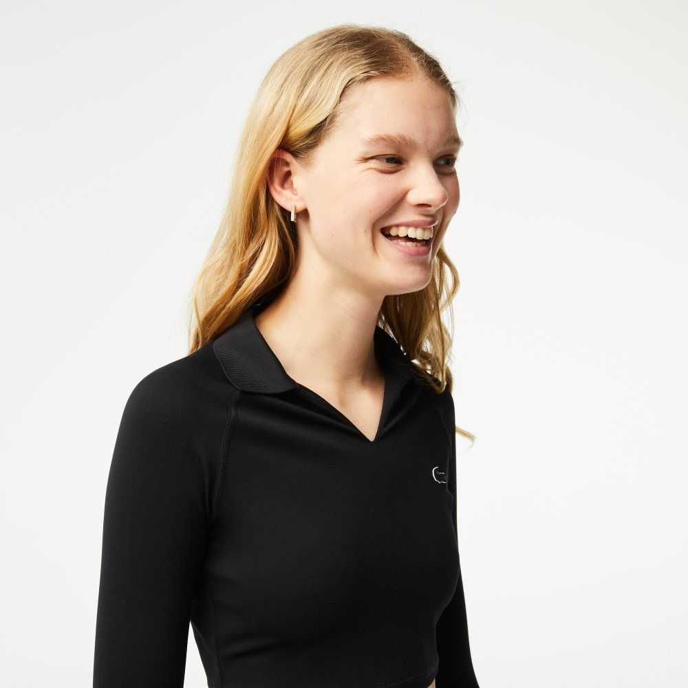 Lacoste Long Sleeve Recycled Polyamide Korta Svarta | QWMBY-6173