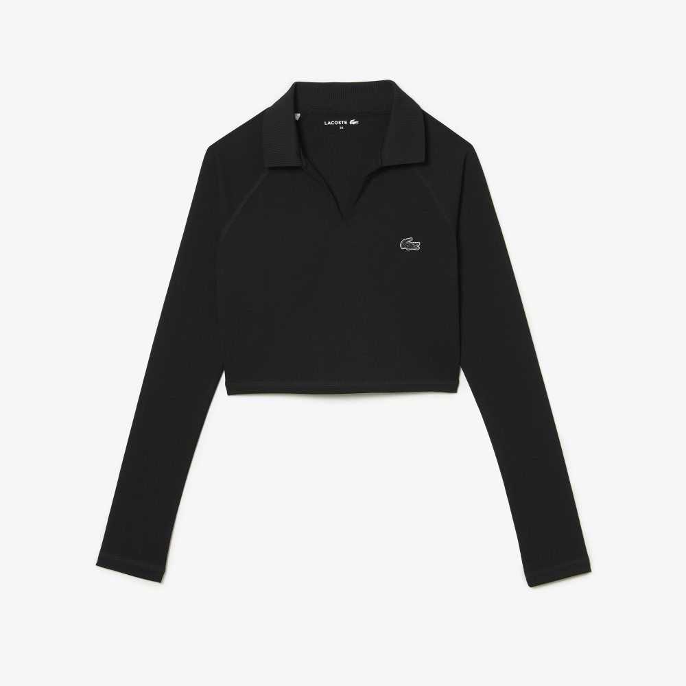 Lacoste Long Sleeve Recycled Polyamide Korta Svarta | QWMBY-6173