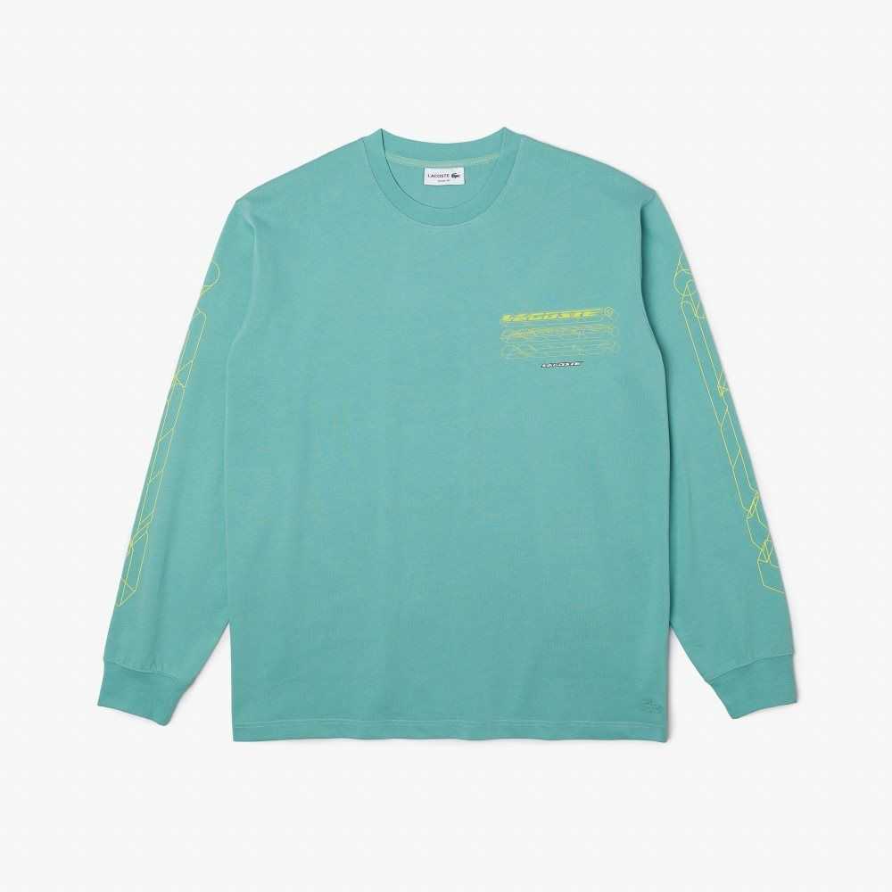 Lacoste Loose Fit Bomull Jersey Long Sleeve Mintgröna | GXIZD-0748