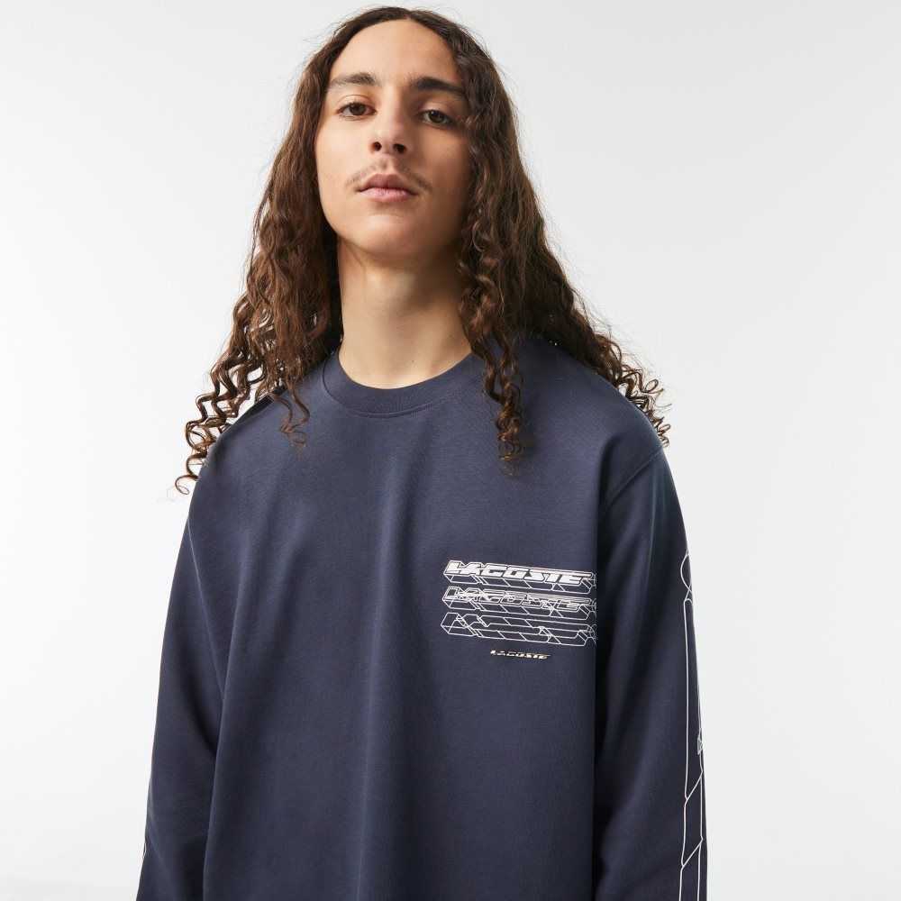 Lacoste Loose Fit Bomull Jersey Long Sleeve Blå | KURTE-7342