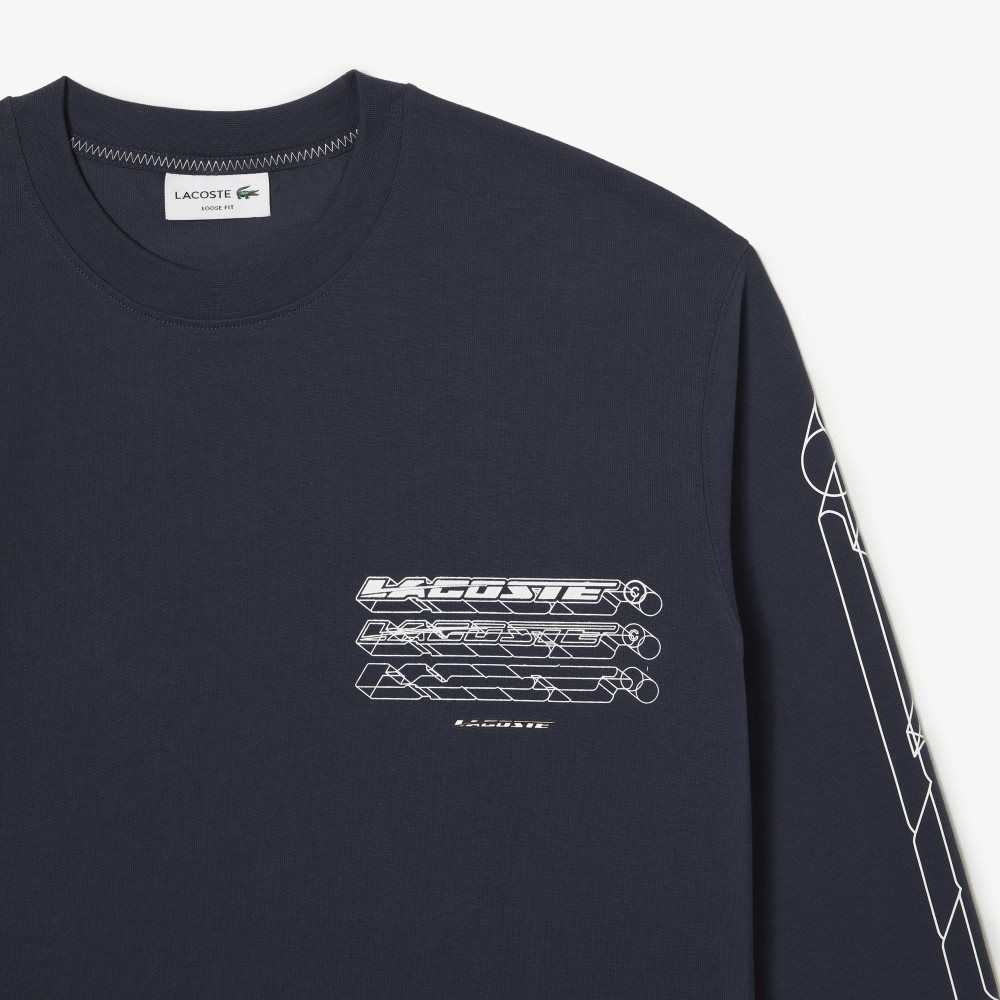 Lacoste Loose Fit Bomull Jersey Long Sleeve Blå | KURTE-7342