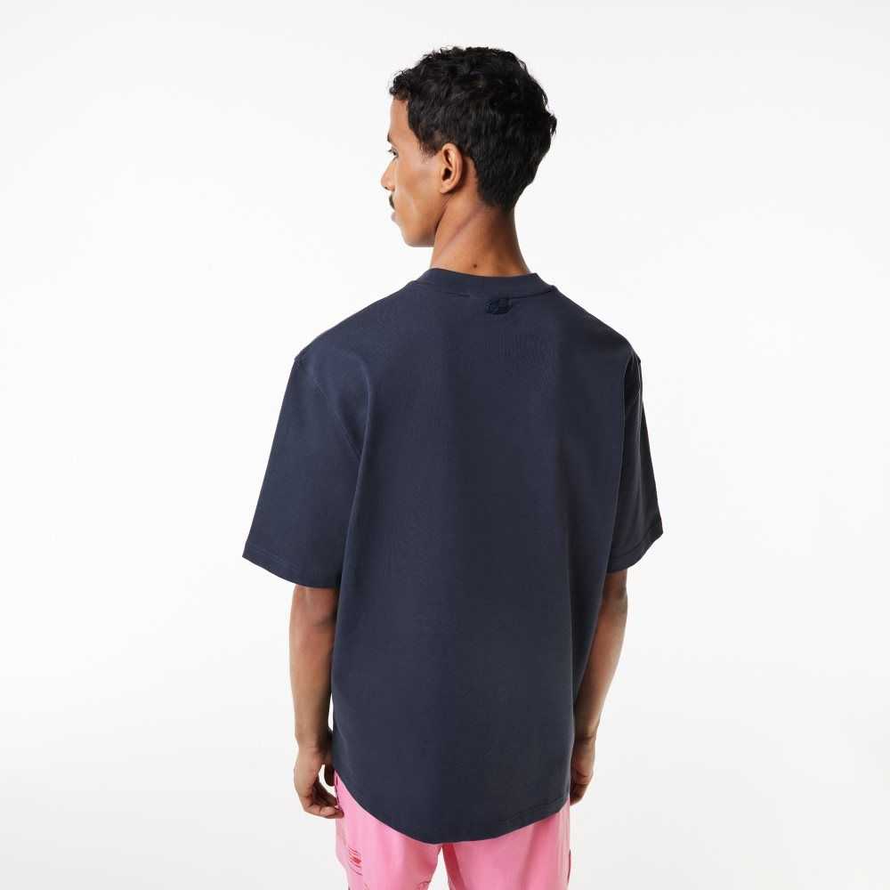 Lacoste Loose Fit Bomull Jersey Print Blå | TVZNQ-8520