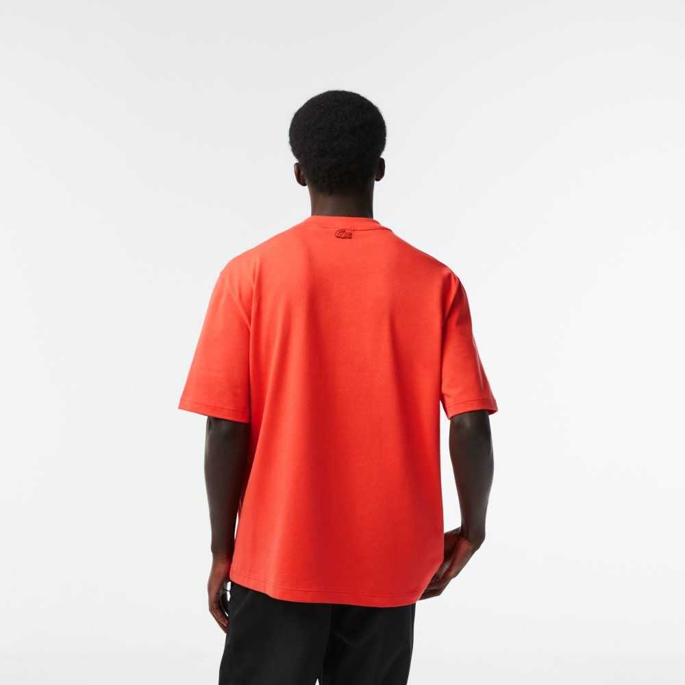 Lacoste Loose Fit Bomull Jersey Print Orange | UXSPT-7259