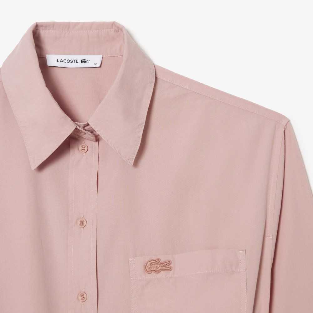 Lacoste Loose Fit Bomull Poplin Shirt Rosa | XKENJ-7184