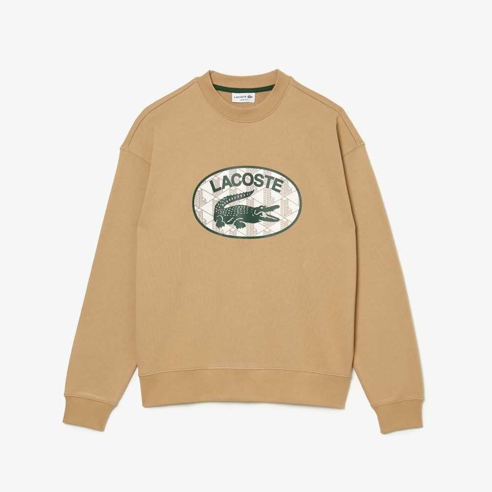 Lacoste Loose Fit Branded Monogram Print Beige | HIGWK-6124