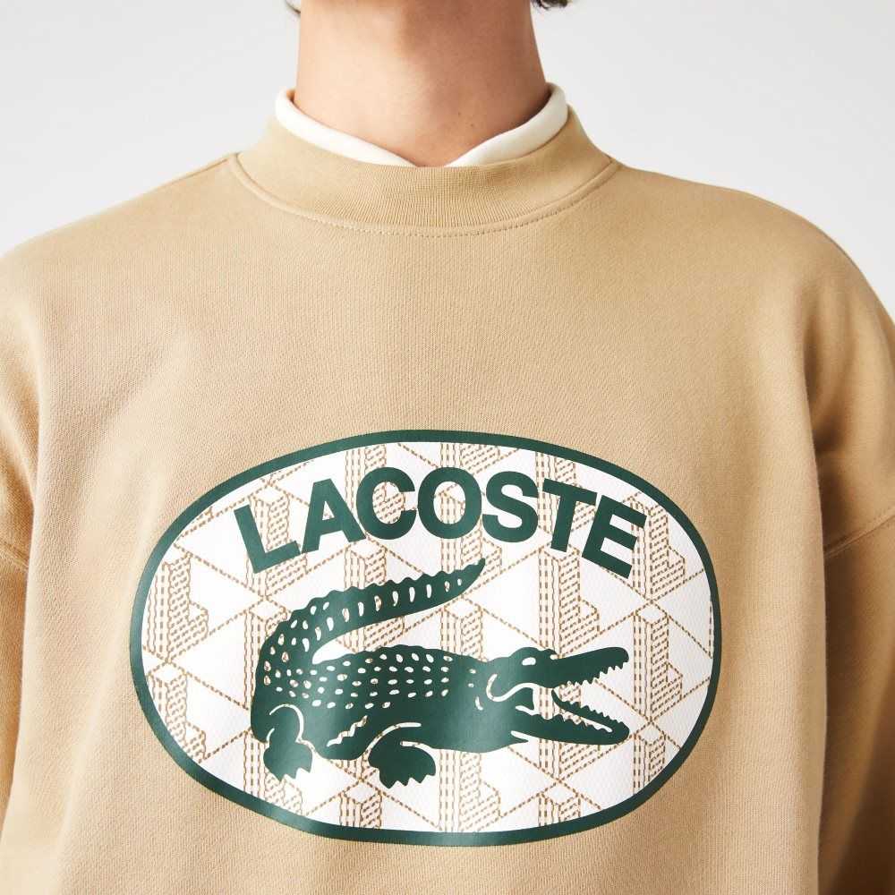 Lacoste Loose Fit Branded Monogram Print Beige | HIGWK-6124