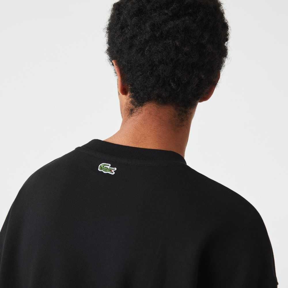 Lacoste Loose Fit Branded Monogram Print Svarta | POGMH-2750