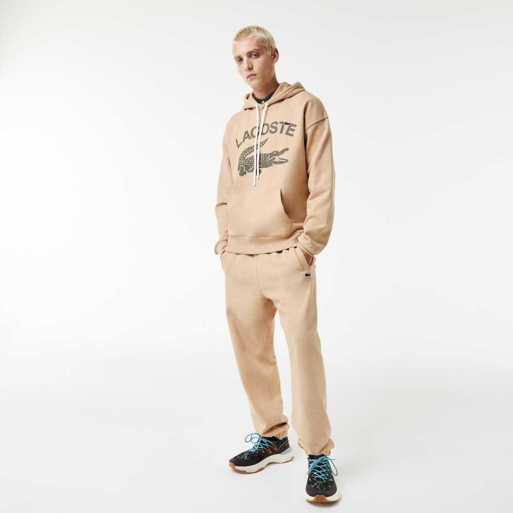 Lacoste Loose Fit Crocodile Hooded Beige | XRGUI-5741