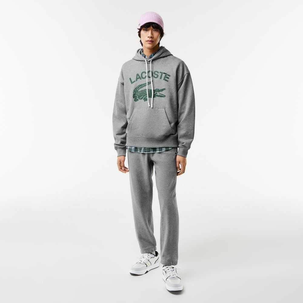 Lacoste Loose Fit Crocodile Hooded Grå | TUDGN-2790