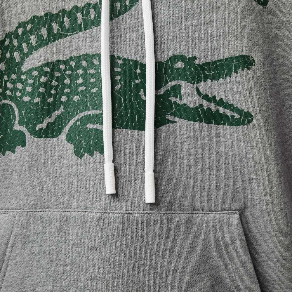 Lacoste Loose Fit Crocodile Hooded Grå | TUDGN-2790