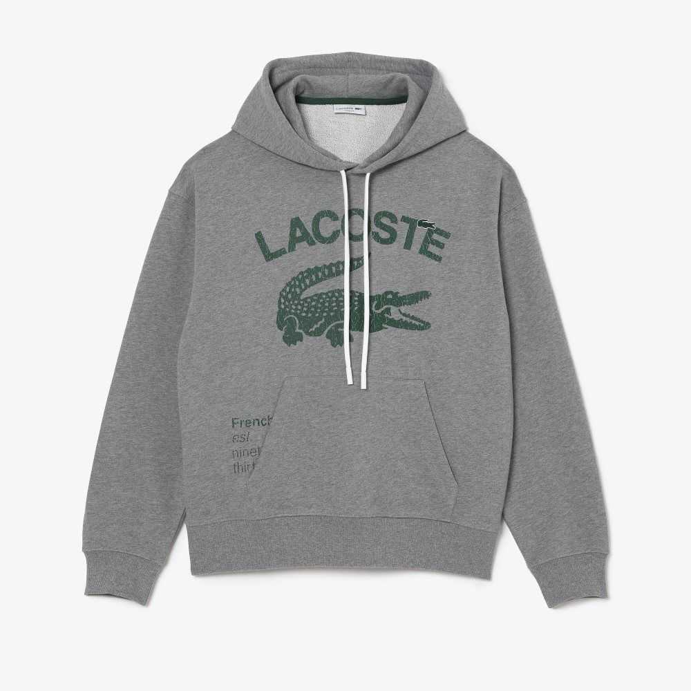 Lacoste Loose Fit Crocodile Hooded Grå | TUDGN-2790