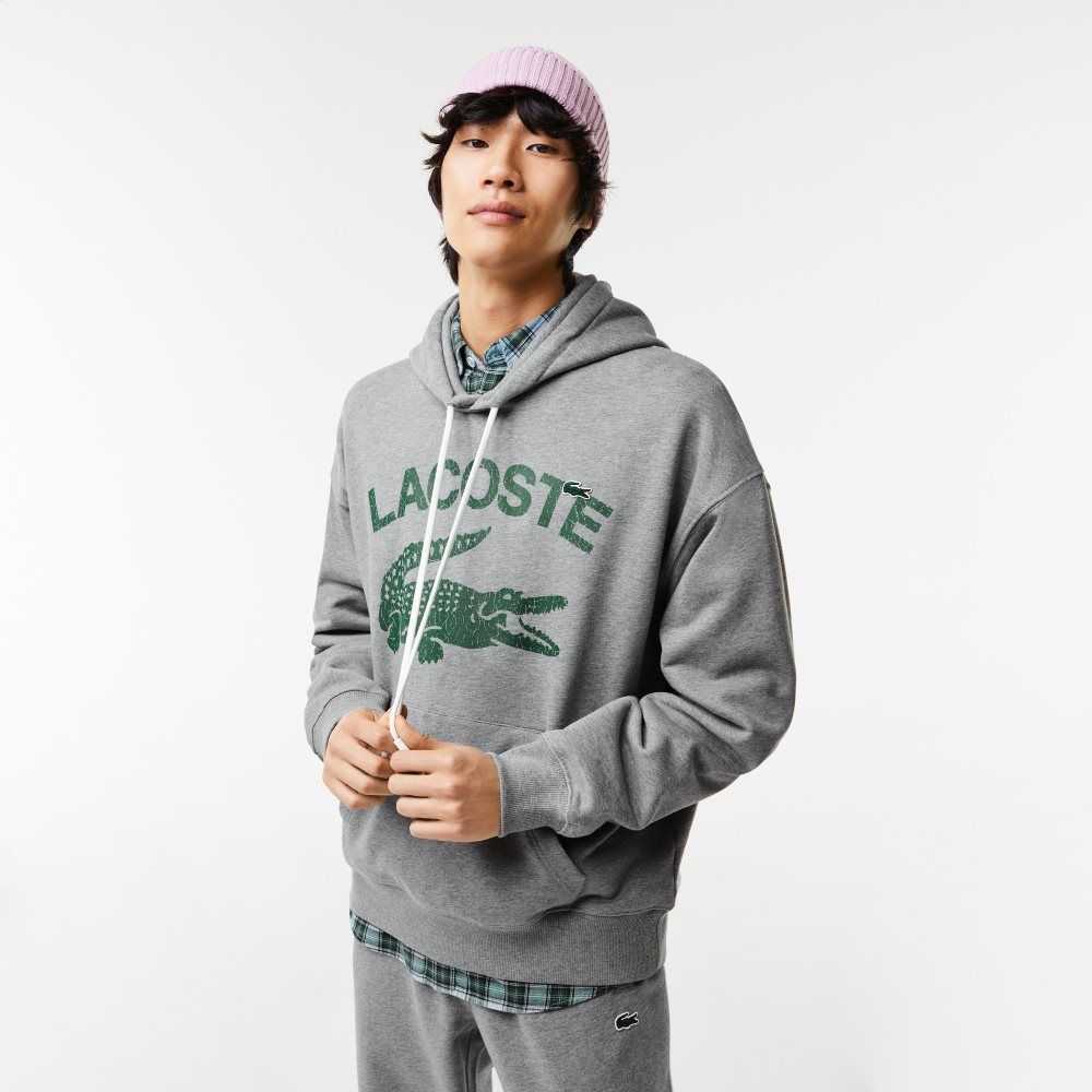 Lacoste Loose Fit Crocodile Hooded Grå | TUDGN-2790