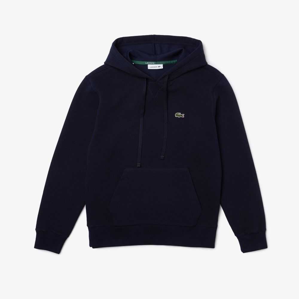 Lacoste Loose Fit Hooded Bomull Blend Marinblå Blå | WCFZS-0351