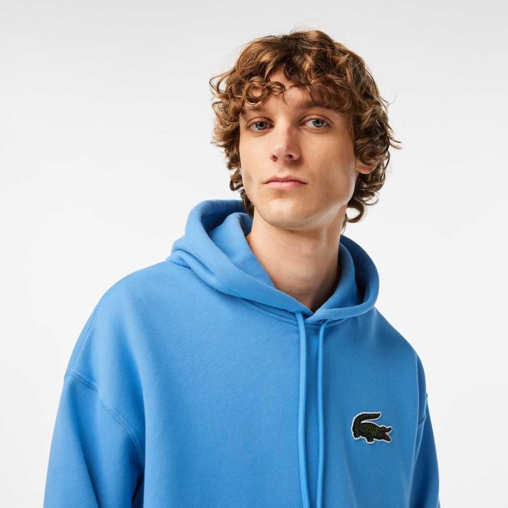 Lacoste Loose Fit Hooded Organic Bomull Blå | RDCPZ-7891