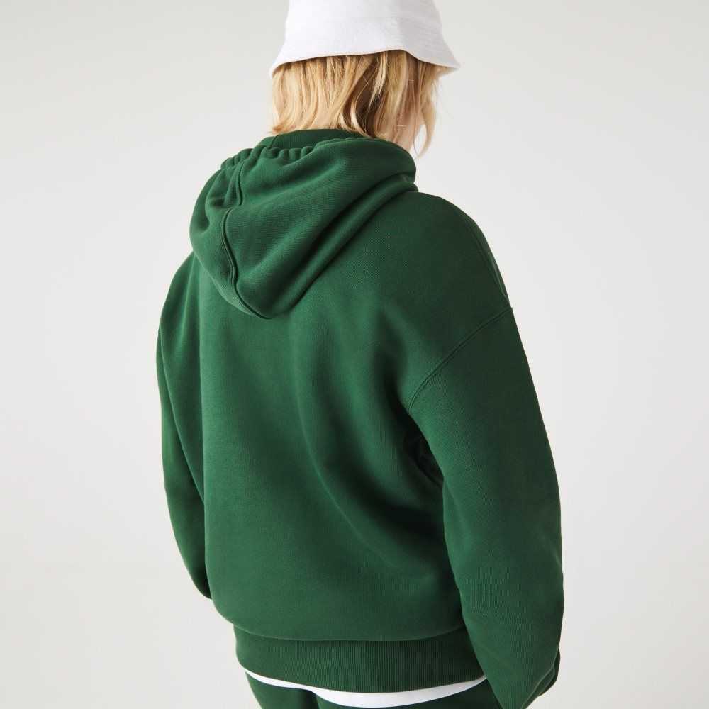 Lacoste Loose Fit Hooded Organic Bomull Gröna | XVYNM-4501