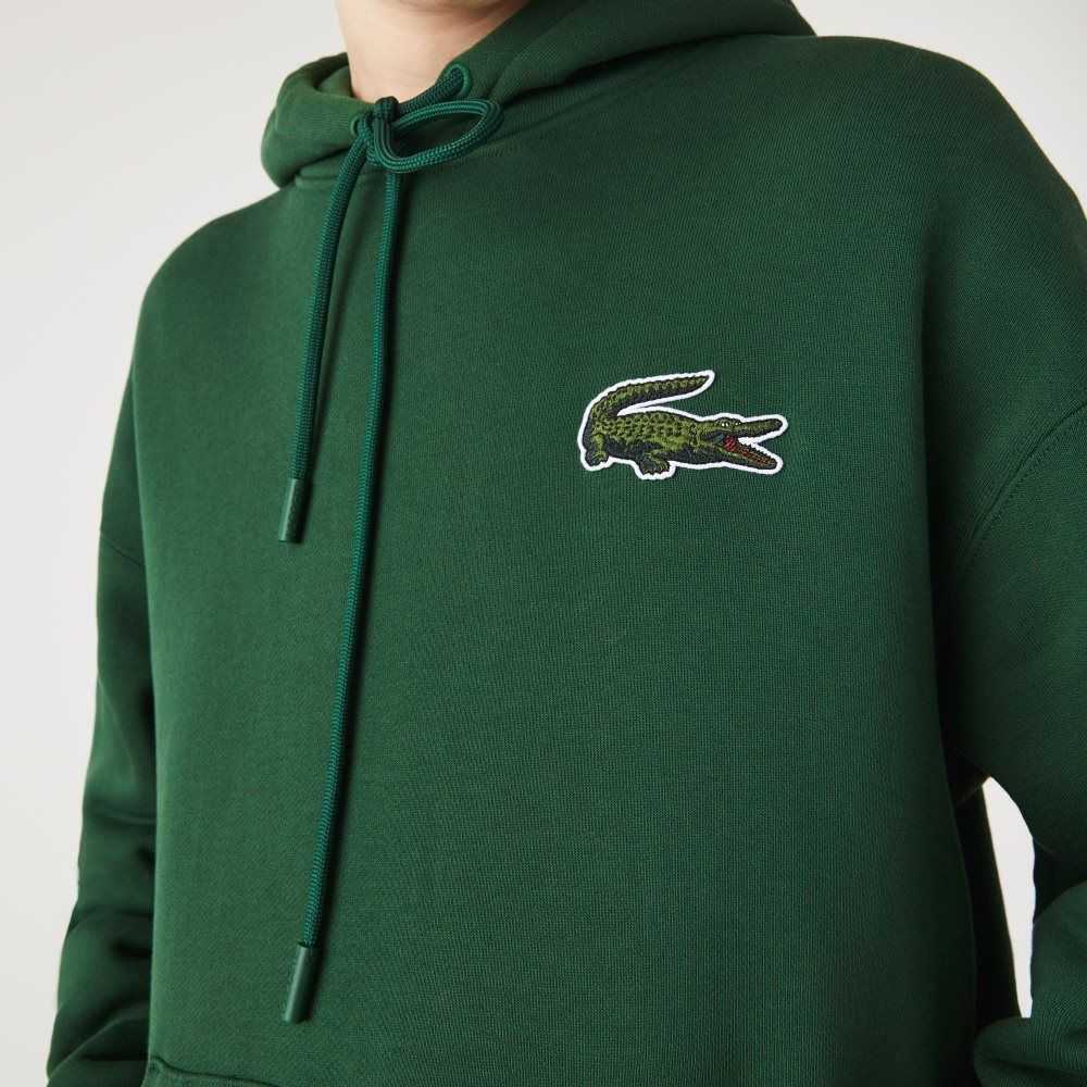 Lacoste Loose Fit Hooded Organic Bomull Gröna | XVYNM-4501