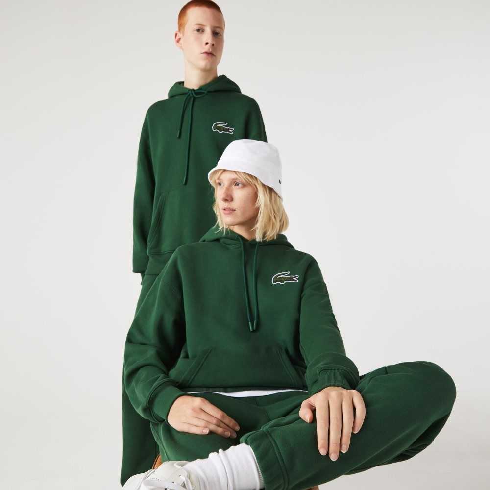 Lacoste Loose Fit Hooded Organic Bomull Gröna | XVYNM-4501