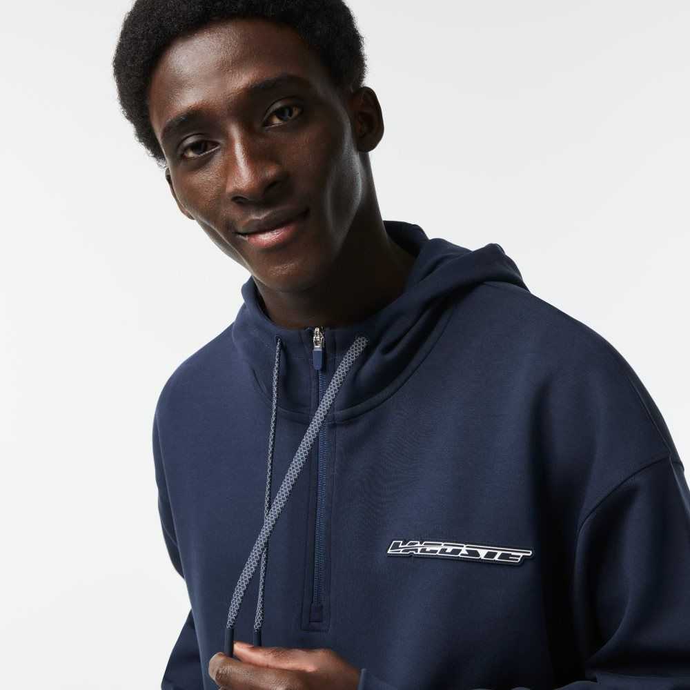 Lacoste Loose Fit Hoodie Blå | USTXL-1203