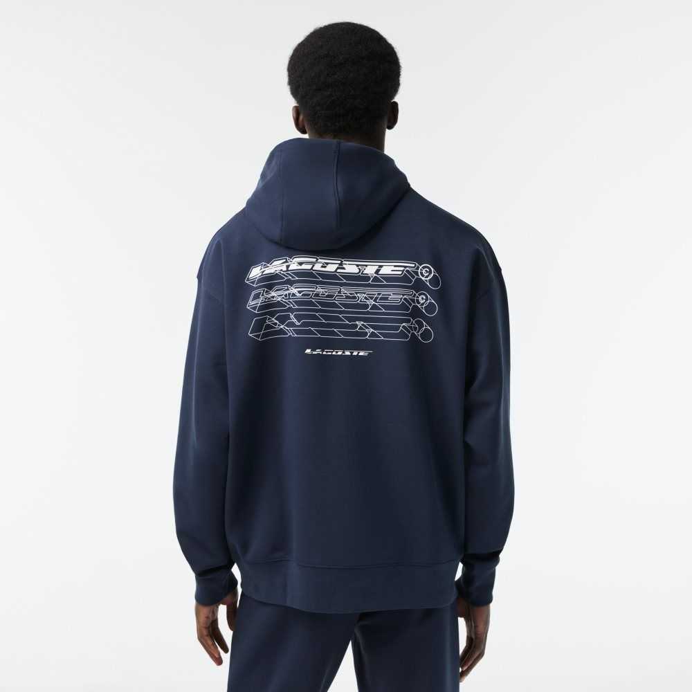 Lacoste Loose Fit Hoodie Blå | USTXL-1203