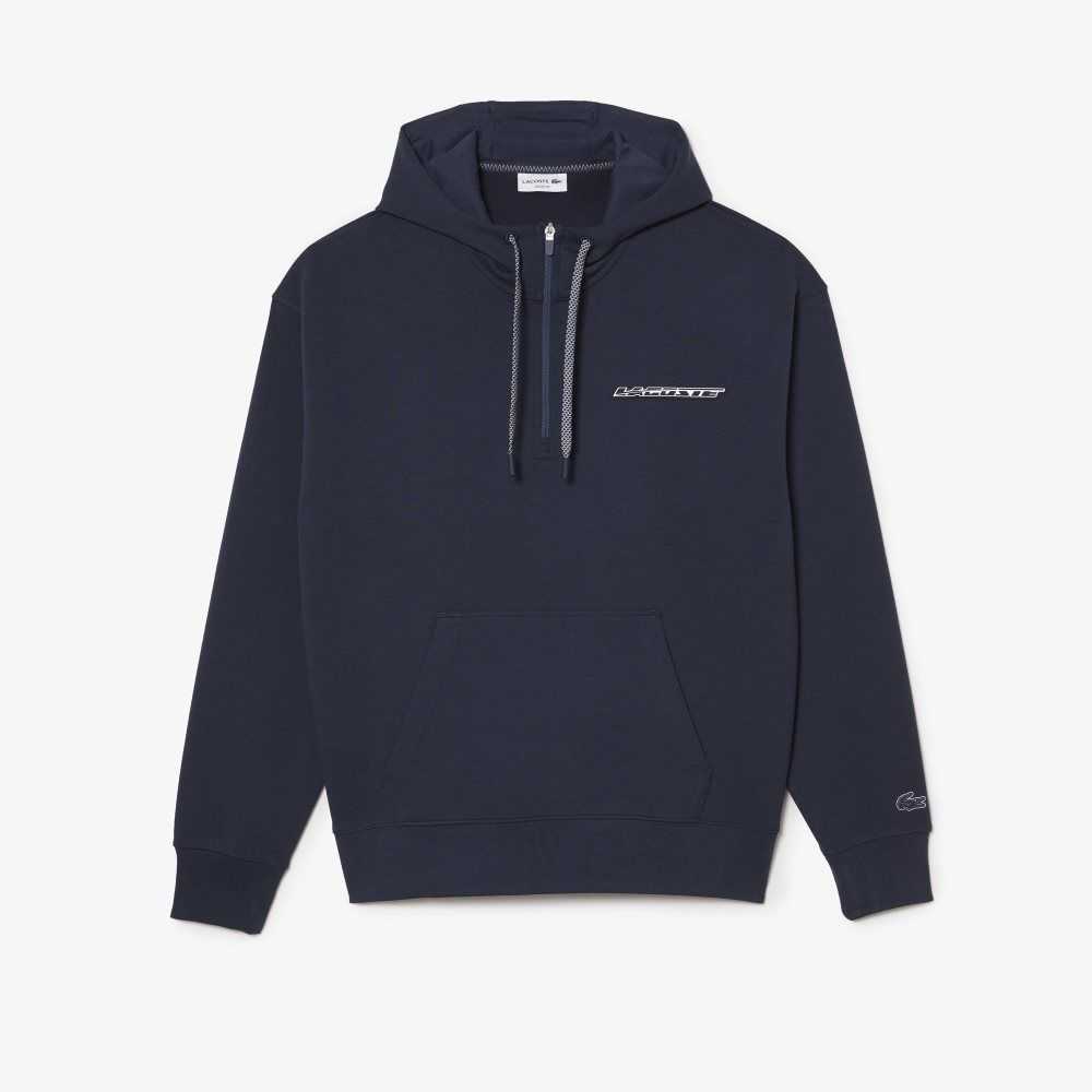 Lacoste Loose Fit Hoodie Blå | USTXL-1203