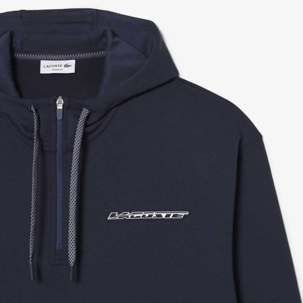 Lacoste Loose Fit Hoodie Blå | USTXL-1203