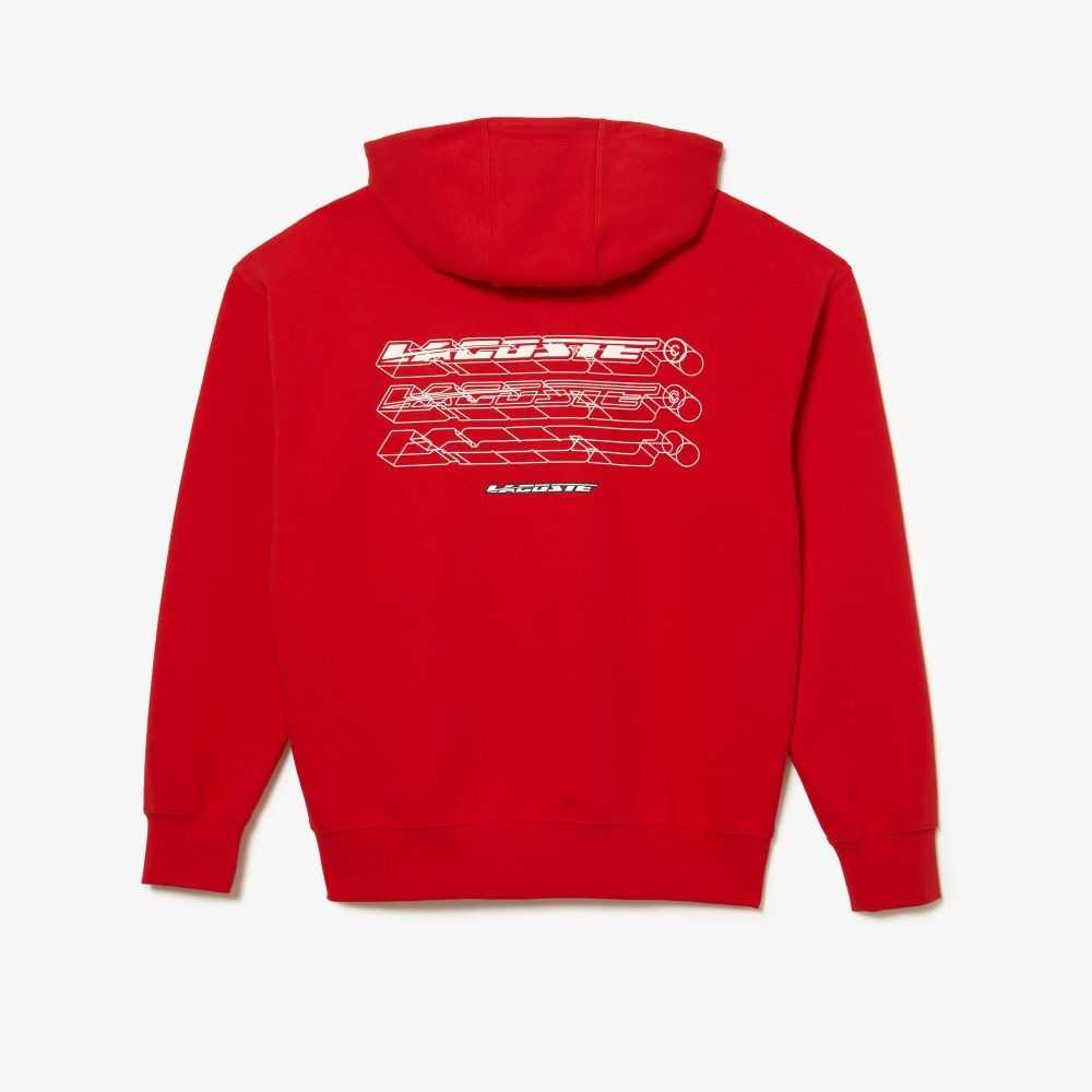 Lacoste Loose Fit Hoodie Röda | CJIVM-2176