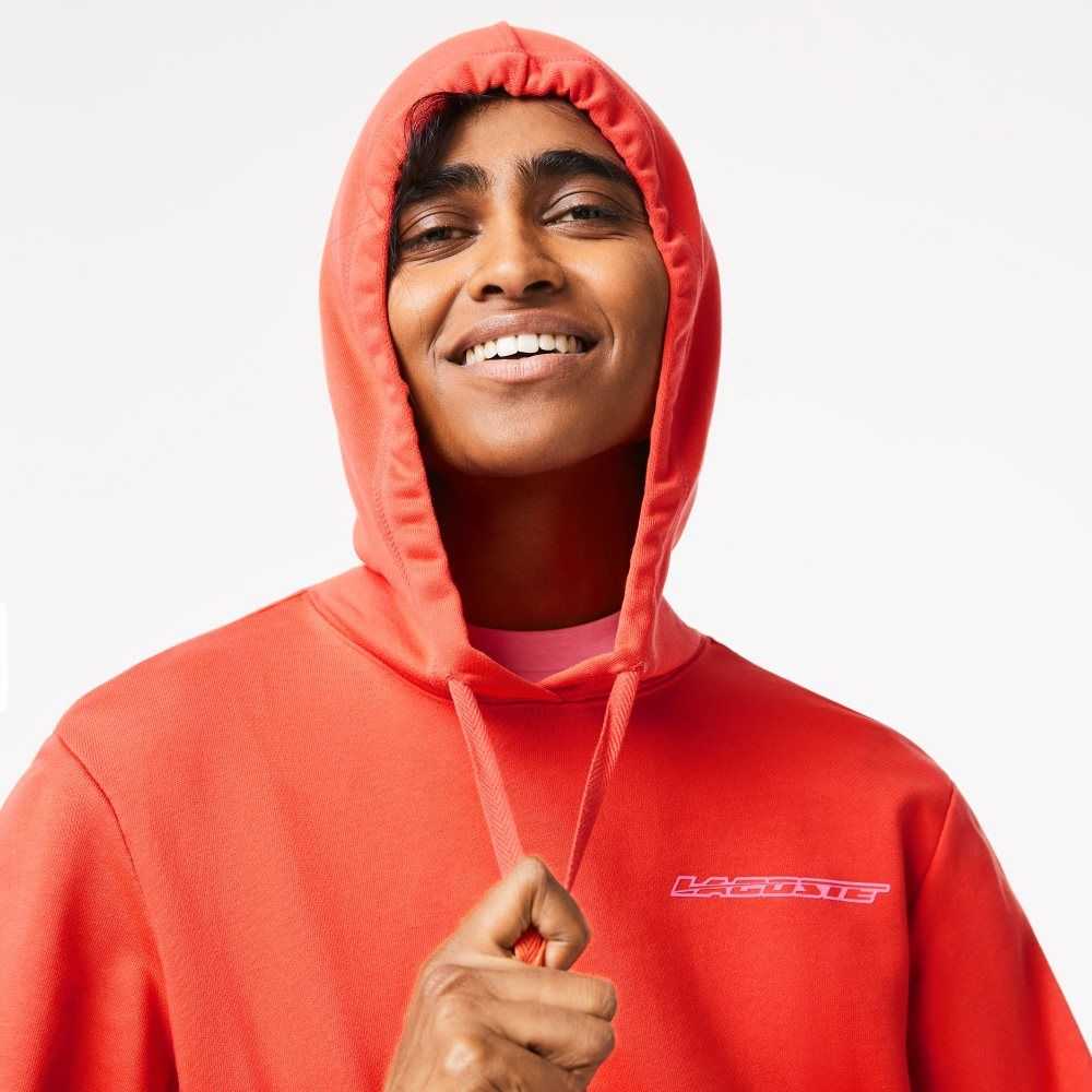 Lacoste Loose Fit Hoodie with Contrast Branding Orange | UVNFL-1468