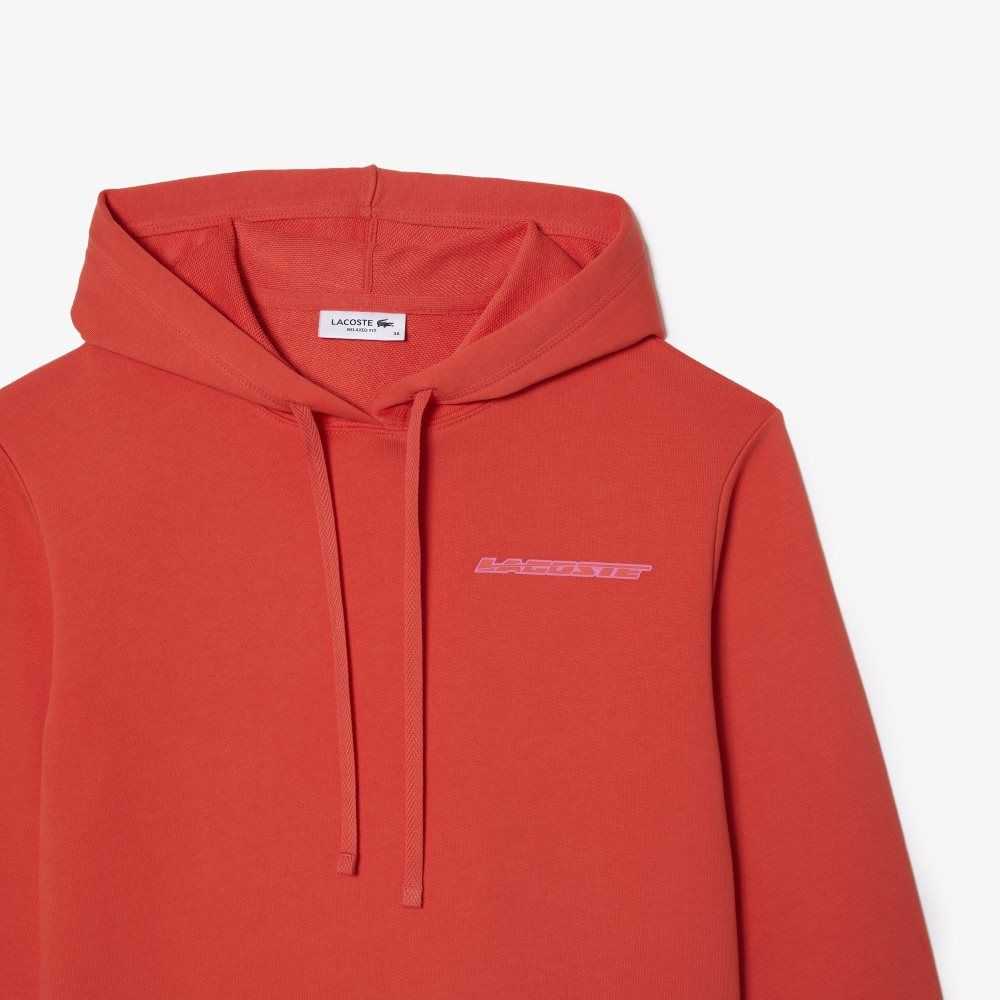 Lacoste Loose Fit Hoodie with Contrast Branding Orange | UVNFL-1468