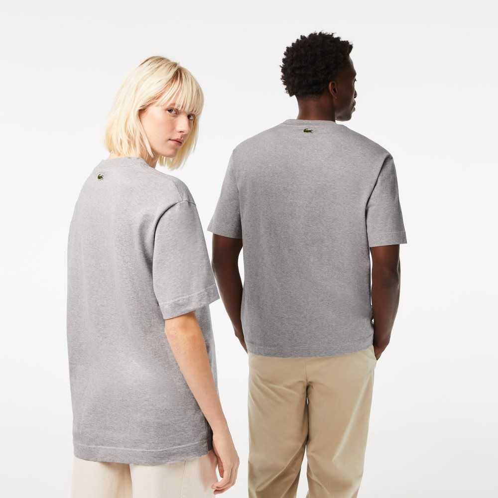 Lacoste Loose Fit Large Crocodile Organic Bomull Grå | FZIBE-6129