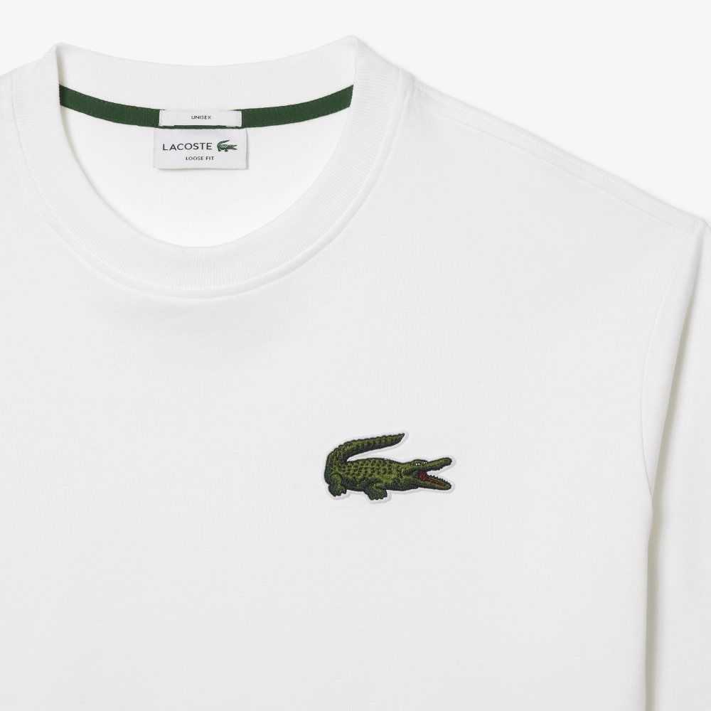 Lacoste Loose Fit Large Crocodile Organic Bomull Vita | SZKGD-2413