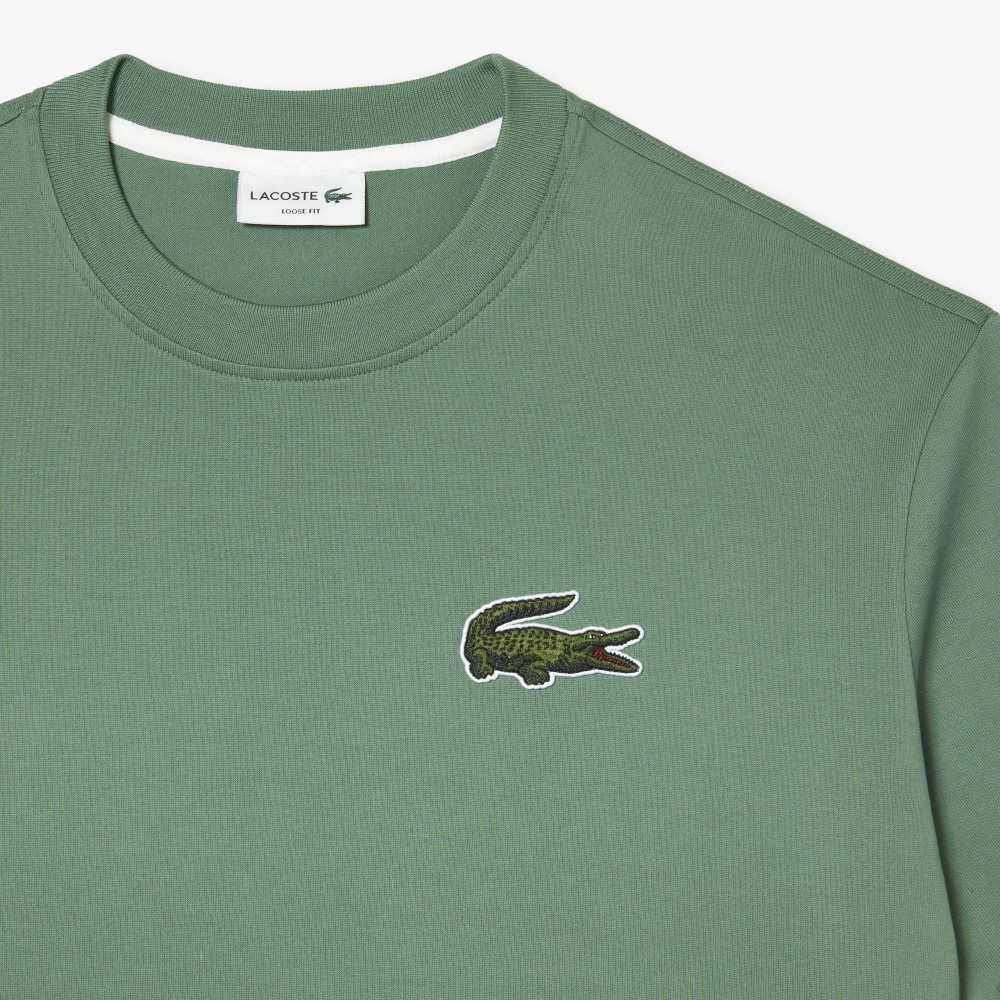 Lacoste Loose Fit Large Crocodile Organic Bomull Khaki Gröna | UPFLH-8507