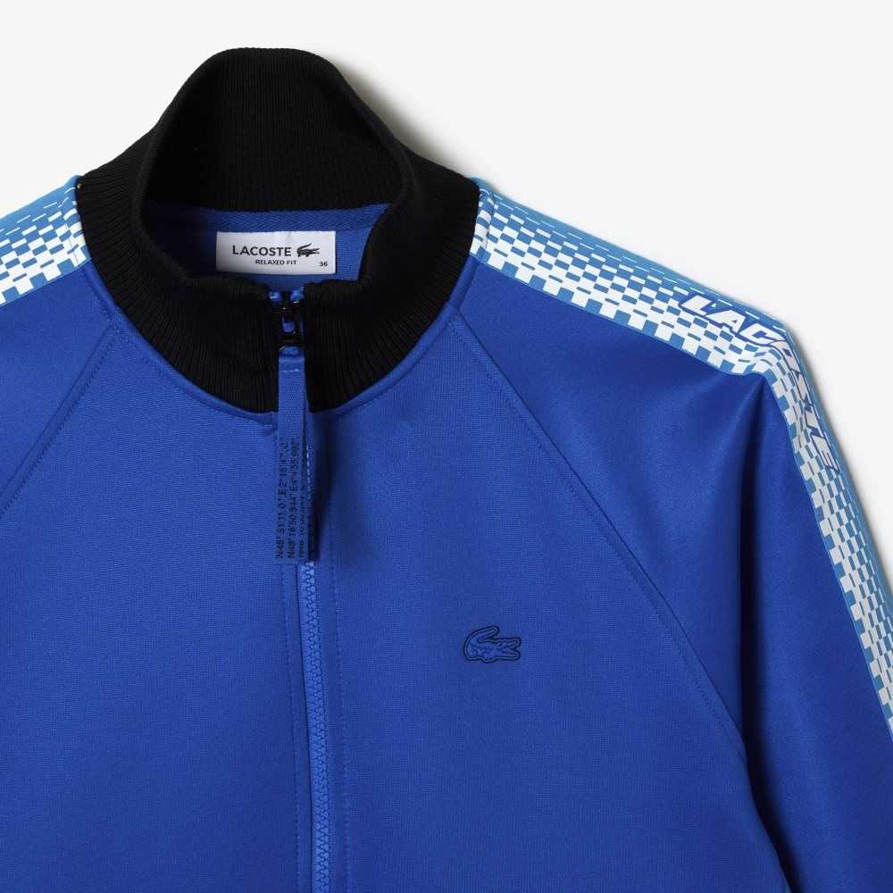 Lacoste Loose Fit Logo Stripe Zipped Blå Svarta | ATWDE-2539