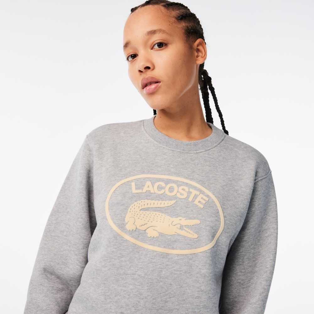 Lacoste Loose Fit Organic Bomull Fleece Grå | NUCYE-2097