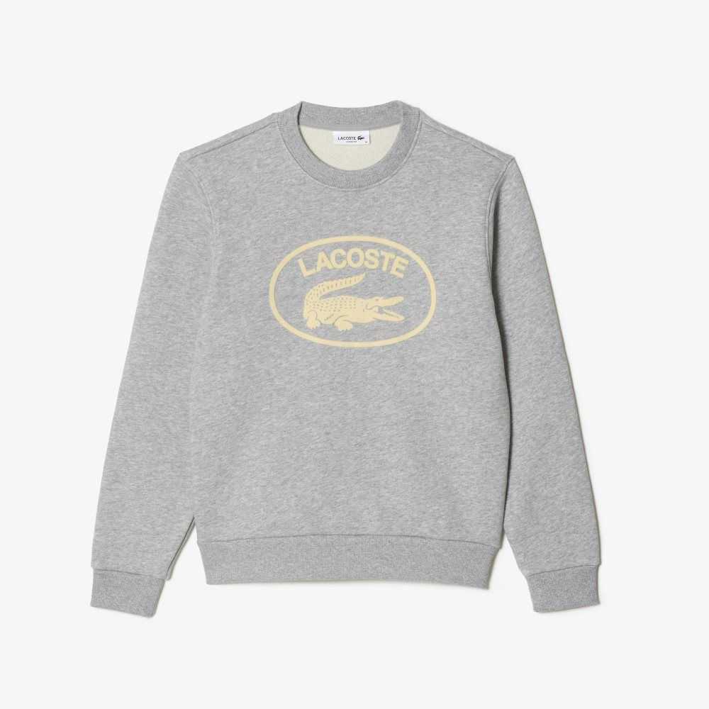 Lacoste Loose Fit Organic Bomull Fleece Grå | NUCYE-2097