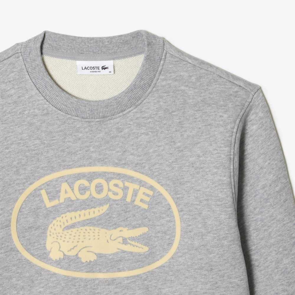 Lacoste Loose Fit Organic Bomull Fleece Grå | NUCYE-2097