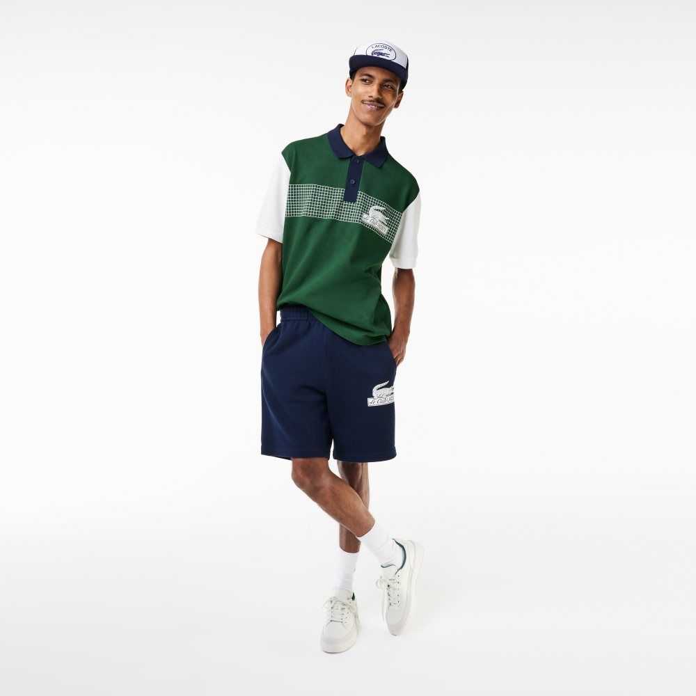 Lacoste Loose Fit Organic Bomull Gröna Vita Marinblå Blå | CFXKE-1065