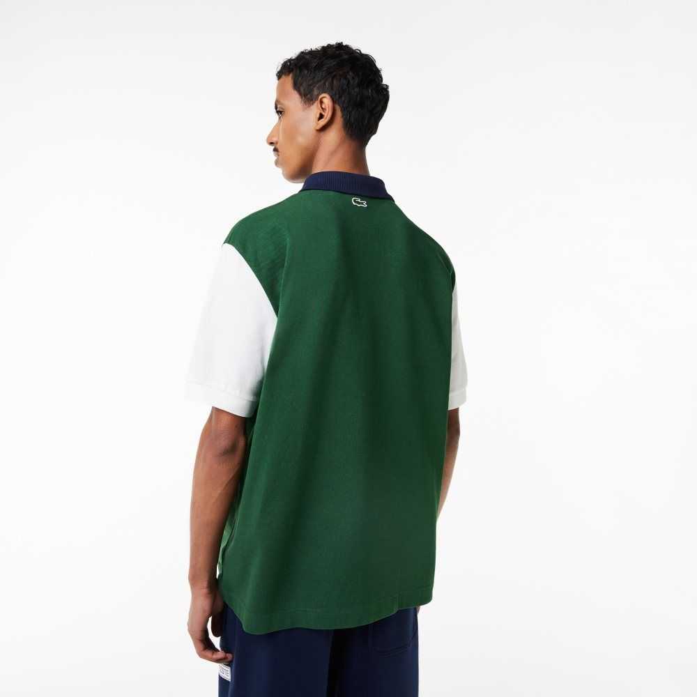 Lacoste Loose Fit Organic Bomull Gröna Vita Marinblå Blå | CFXKE-1065