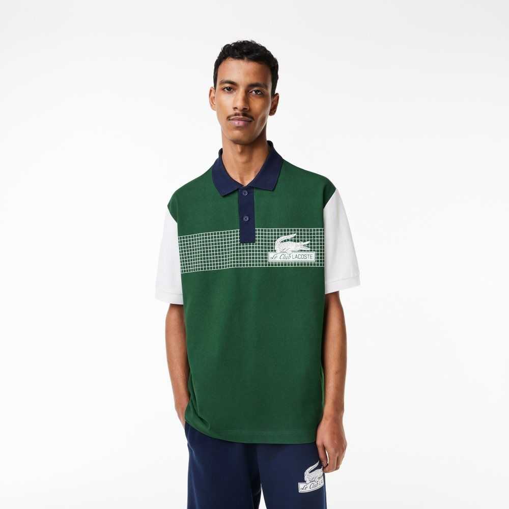 Lacoste Loose Fit Organic Bomull Gröna Vita Marinblå Blå | CFXKE-1065