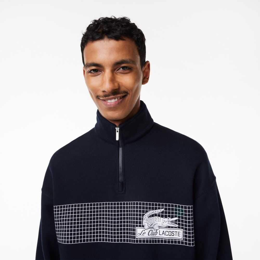 Lacoste Loose Fit Organic Bomull Half Zip Marinblå Blå | COFAB-9683