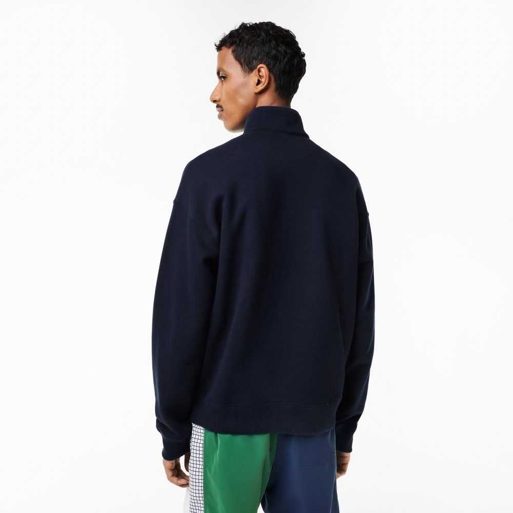 Lacoste Loose Fit Organic Bomull Half Zip Marinblå Blå | COFAB-9683