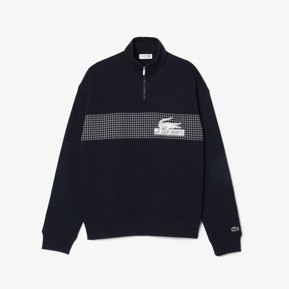 Lacoste Loose Fit Organic Bomull Half Zip Marinblå Blå | COFAB-9683