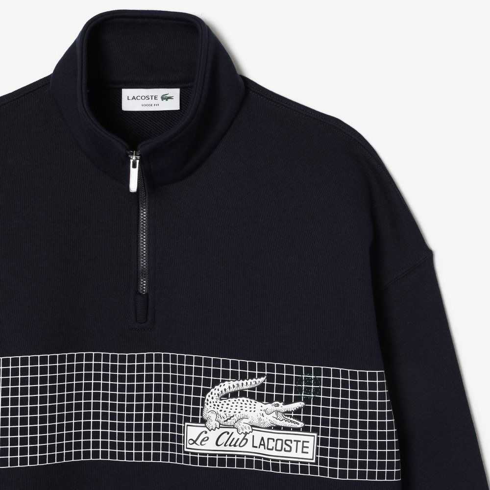 Lacoste Loose Fit Organic Bomull Half Zip Marinblå Blå | COFAB-9683