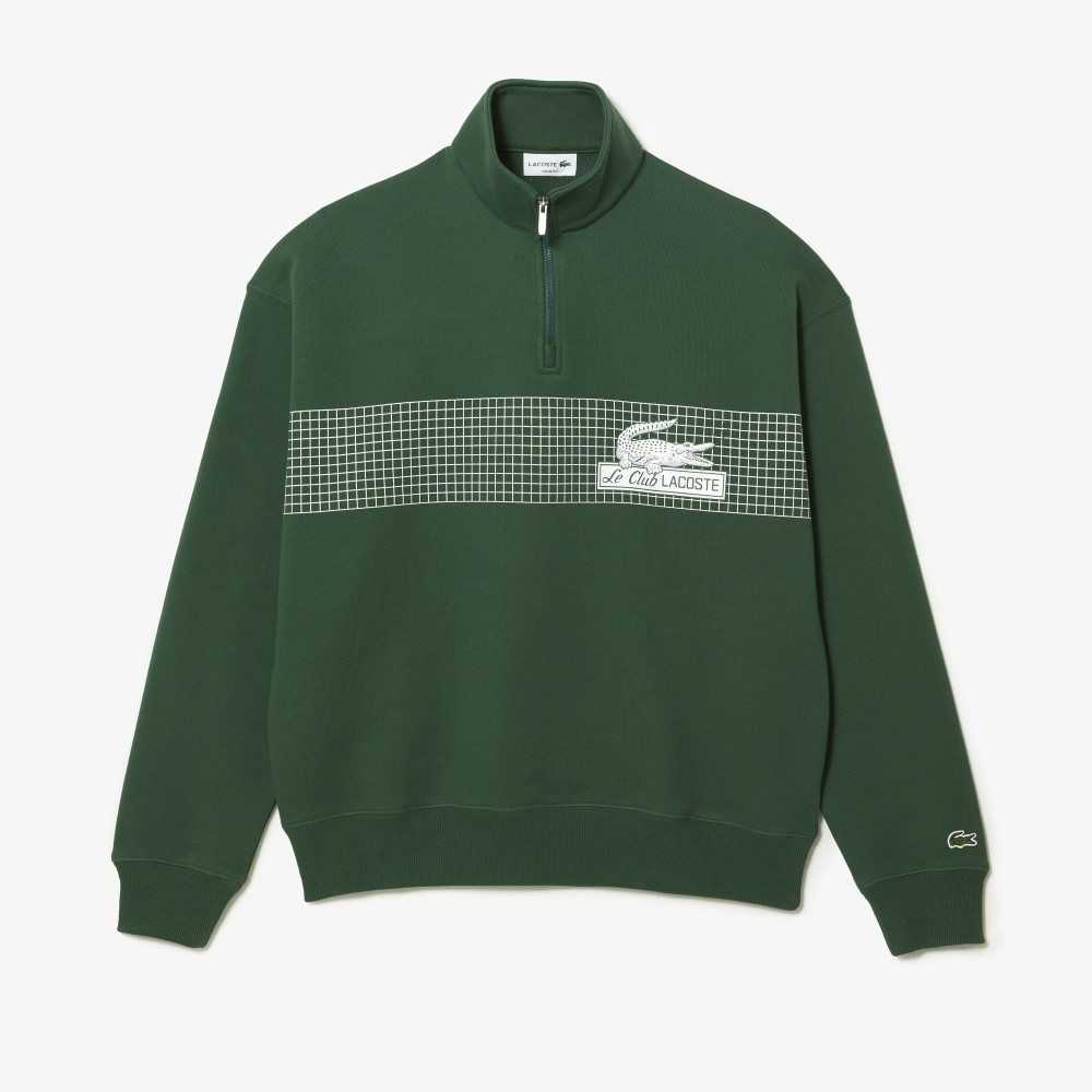 Lacoste Loose Fit Organic Bomull Half Zip Sweatshirt Gröna | GREUJ-3147