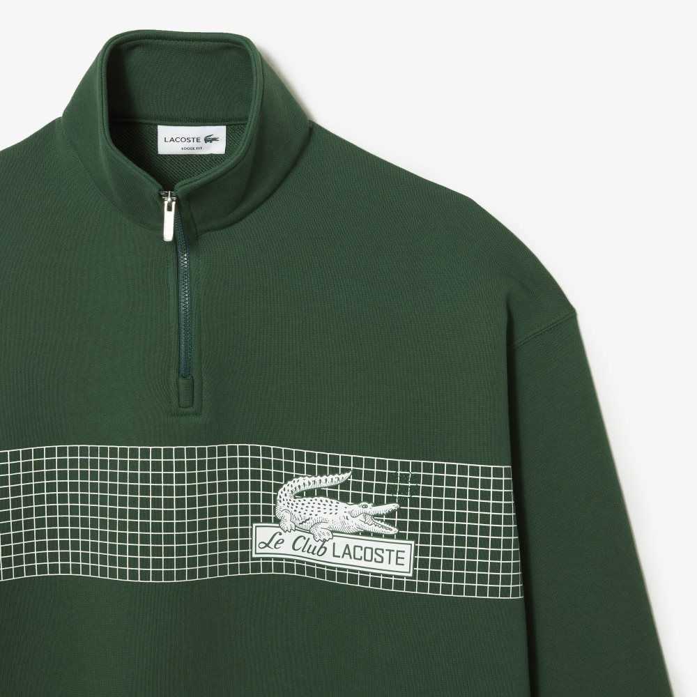 Lacoste Loose Fit Organic Bomull Half Zip Sweatshirt Gröna | GREUJ-3147