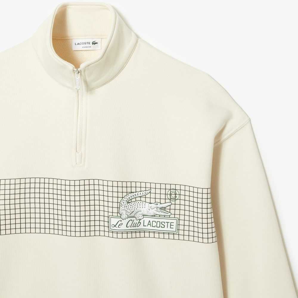 Lacoste Loose Fit Organic Bomull Half Zip Vita | JYKGF-7189