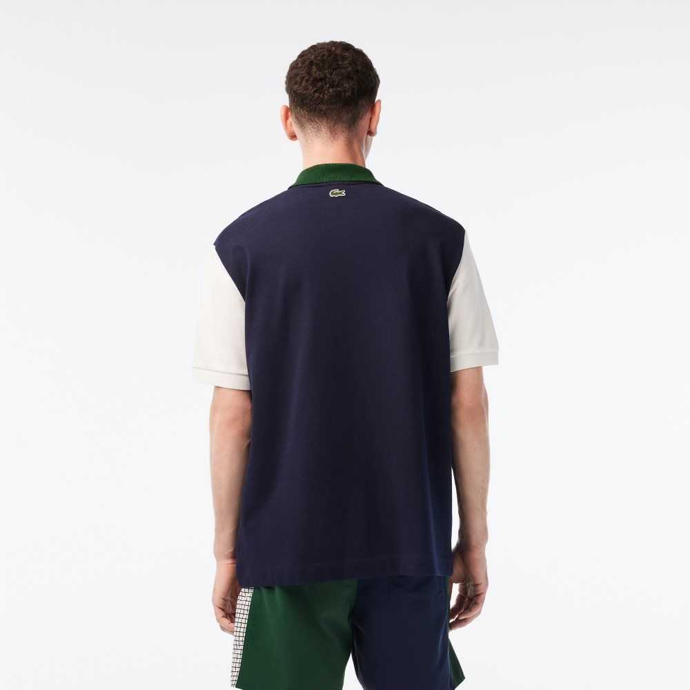 Lacoste Loose Fit Organic Bomull Marinblå Blå Vita Gröna | HFMTK-8904